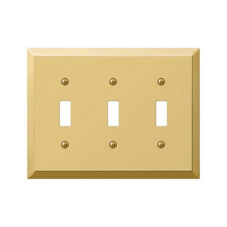 LIVEWIRE 163TTTBR 3 Toggle Polished Brass Stamped Steel Wall Plate LI612642